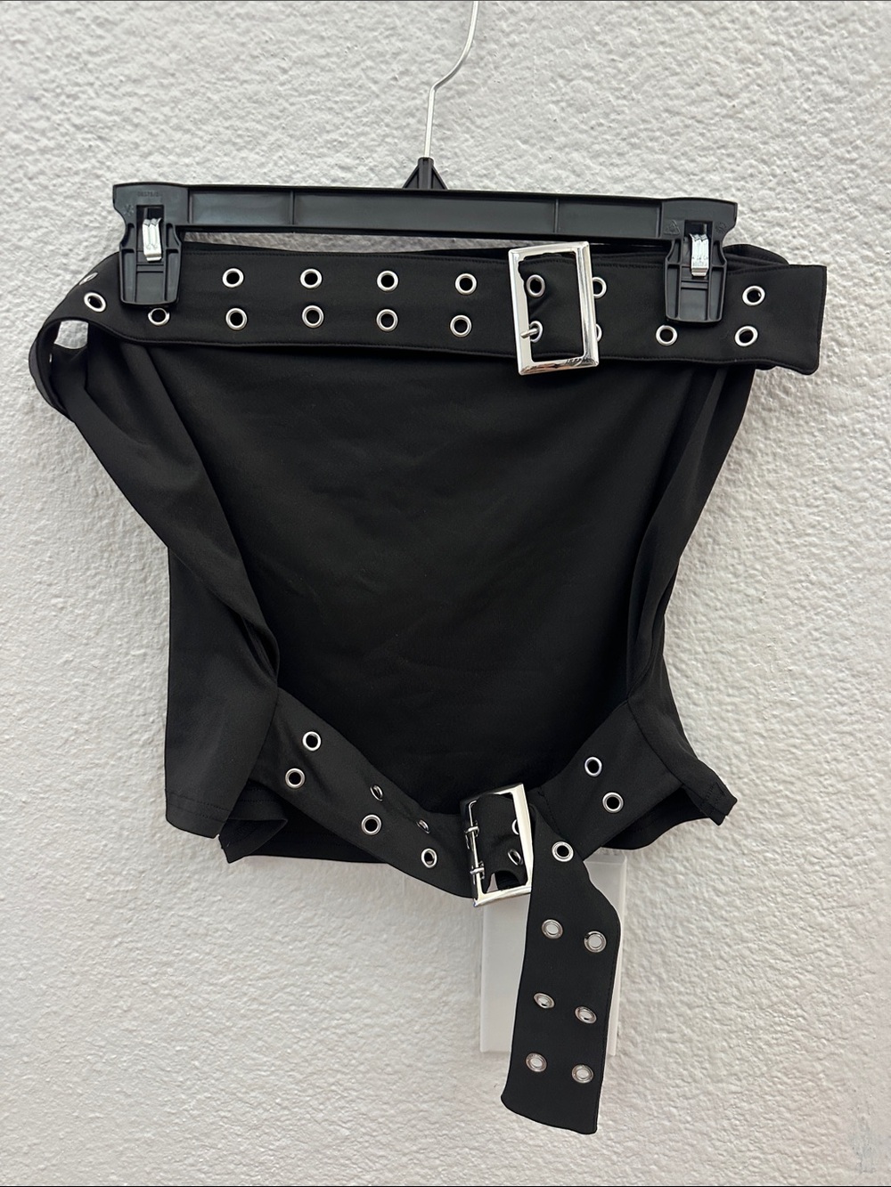 Black Grommet Belted Women’s Crop Top